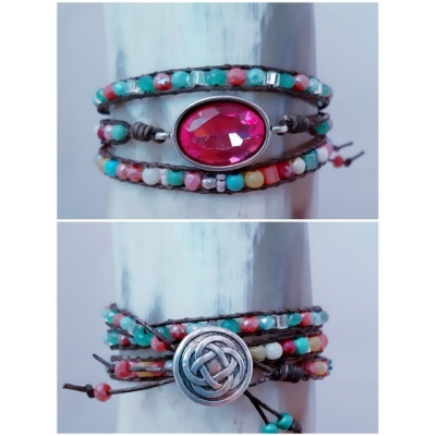 ibiza stijl wikkelarmband cyclaam ibiza stijl wikkelarmband cyclaam